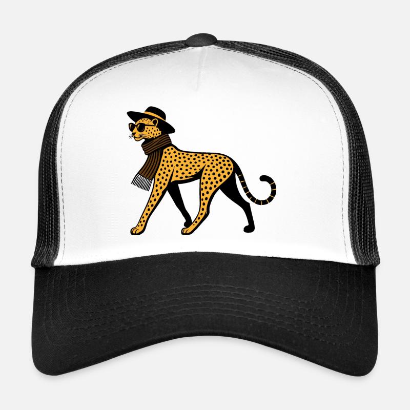 Leoparden-Chic - Trucker Cap - Weiß/Schwarz