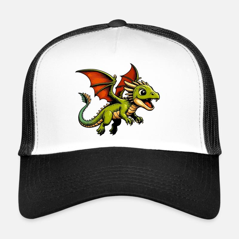 Drache - Trucker Cap - Weiß/Schwarz