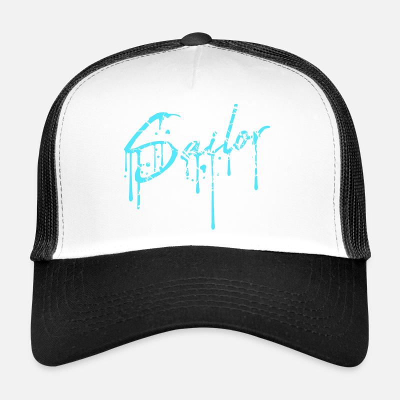 marin graffiti spray goutte voile texte disant Casquette trucker 