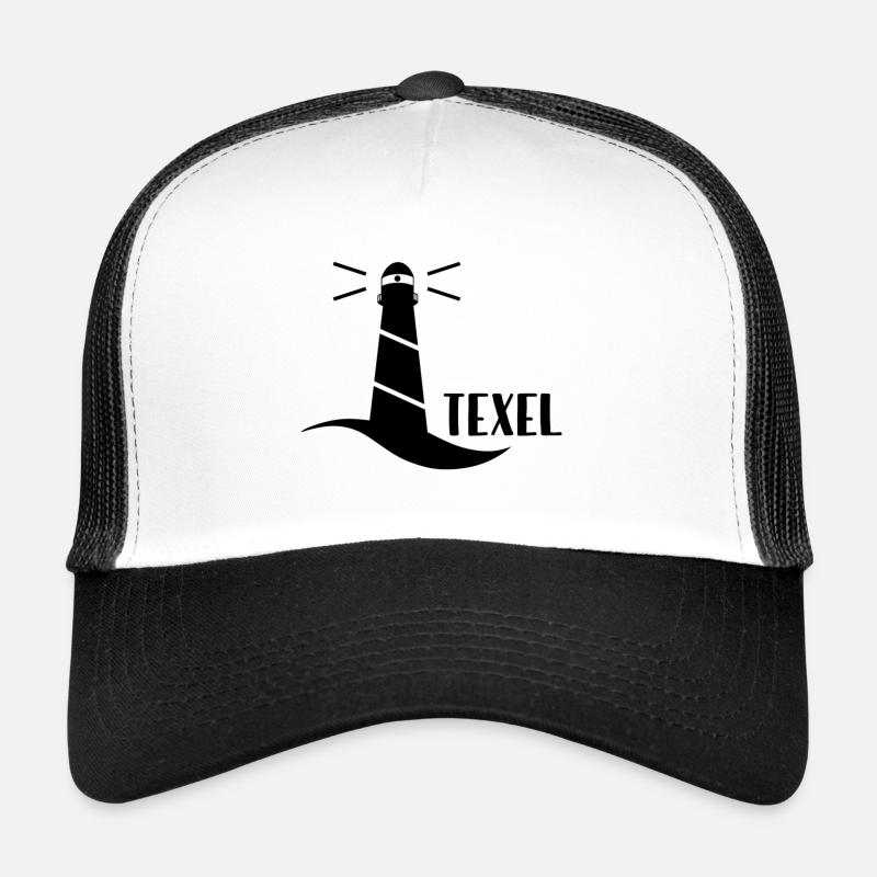Leuchtturm Texel (schwarz) - Trucker Cap - Weiß/Schwarz
