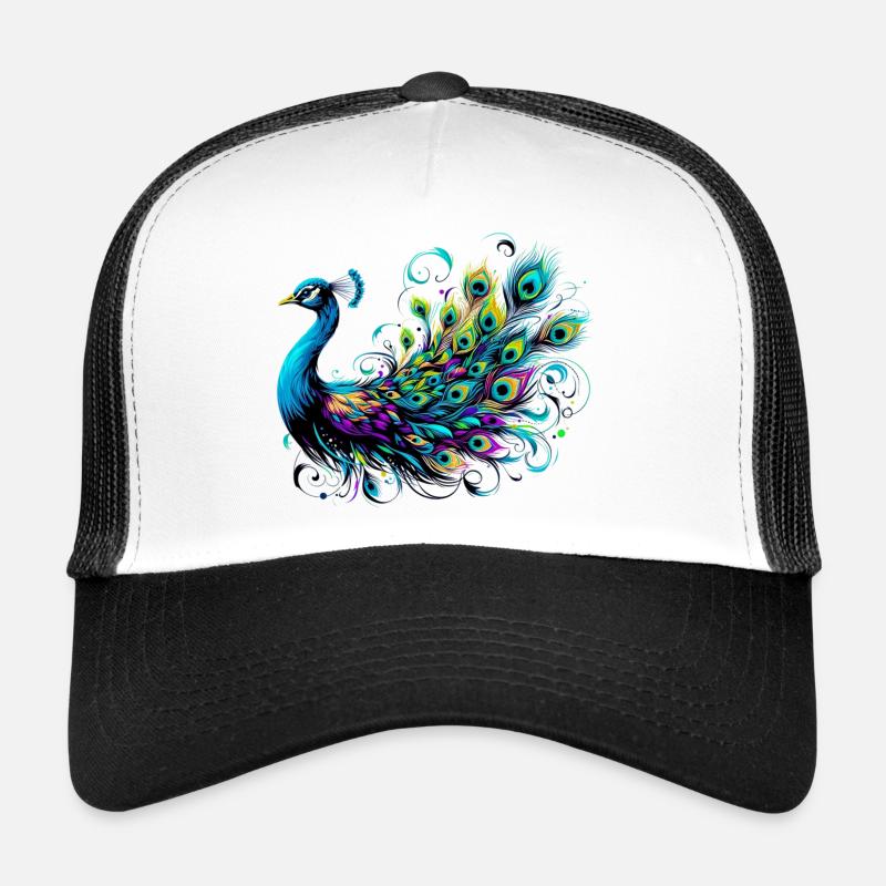 Pfau - Trucker Cap - Weiß/Schwarz