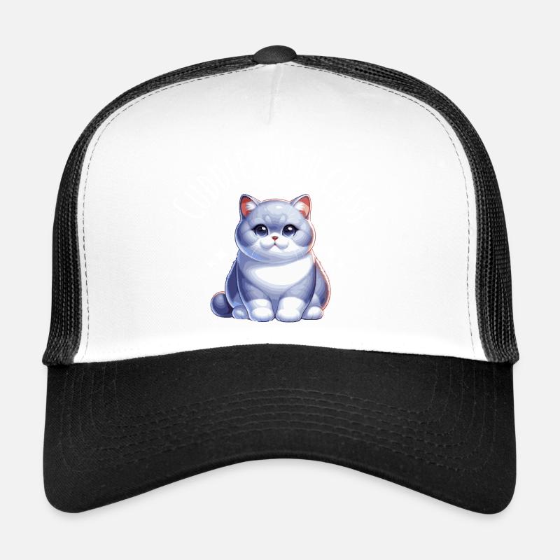 Britisch Kurzhaar Katze Haustier Lustiger Spruch - Trucker Cap - Weiß/Schwarz