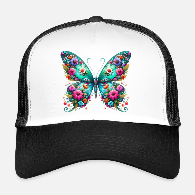 Schmetterling - Trucker Cap - Weiß/Schwarz