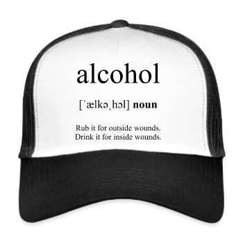 Alcohol (Alkohol) Definition Dictionary - Trucker Cap - Weiß/Schwarz - Vorne