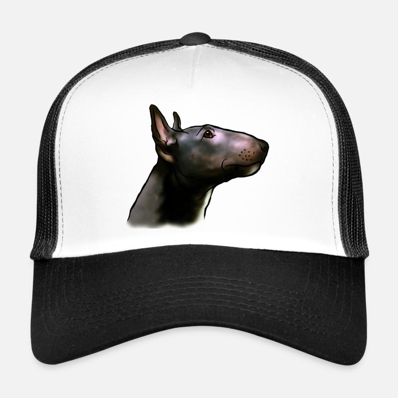 Bullterrier Kopf im Profil Comicstyle - Trucker Cap - Weiß/Schwarz