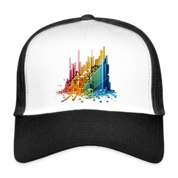 Mur de Fréquences - Casquette trucker  - blanc/noir - Devant