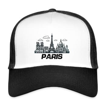 Paris, France, Ville - Casquette trucker  - blanc/noir - Devant