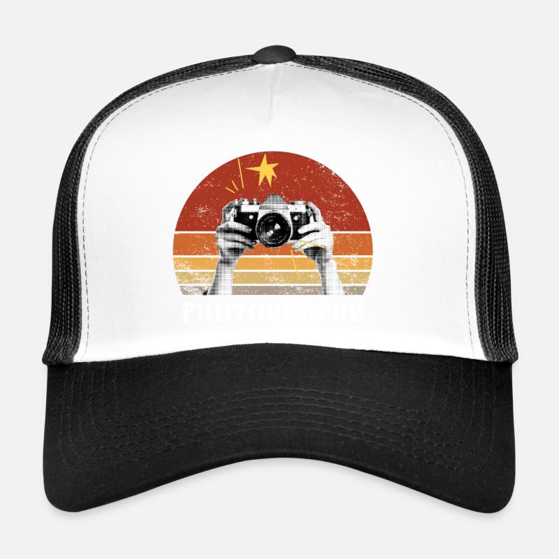 Vintage Retro Photographer Setting Sun Trucker Cap