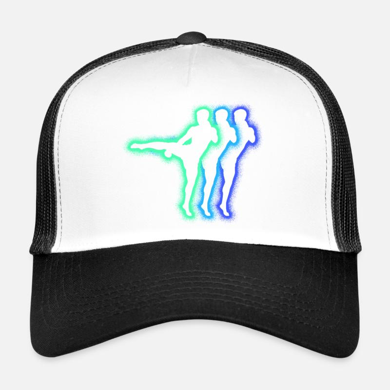 Muay Thai Kickboxer Silhouettes Boys Kickboxing Trucker Cap
