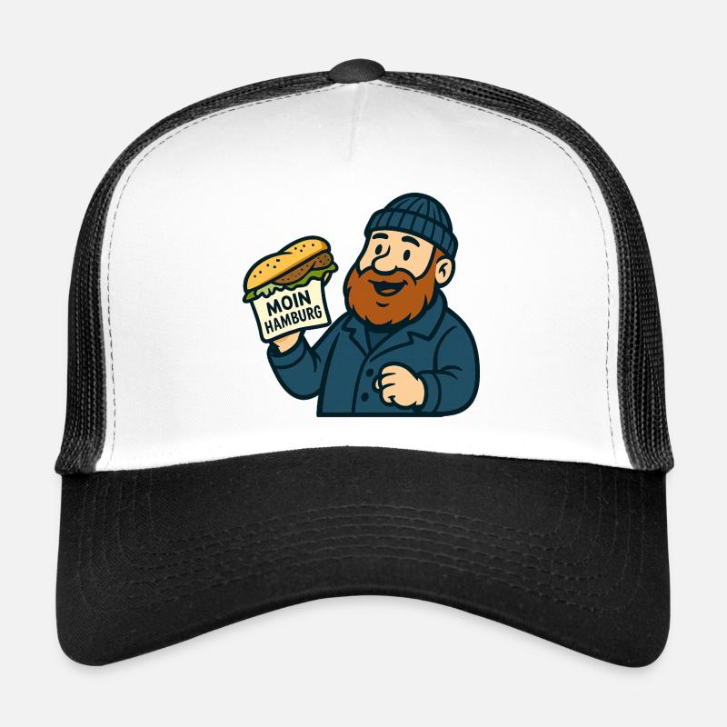 Hamburger Fischbrötchen - Trucker Cap - Weiß/Schwarz