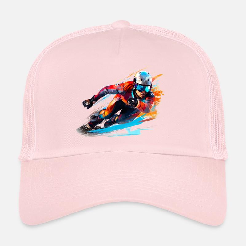 Fahrender Skirennfahrer mit Farbexplosion Trucker Cap