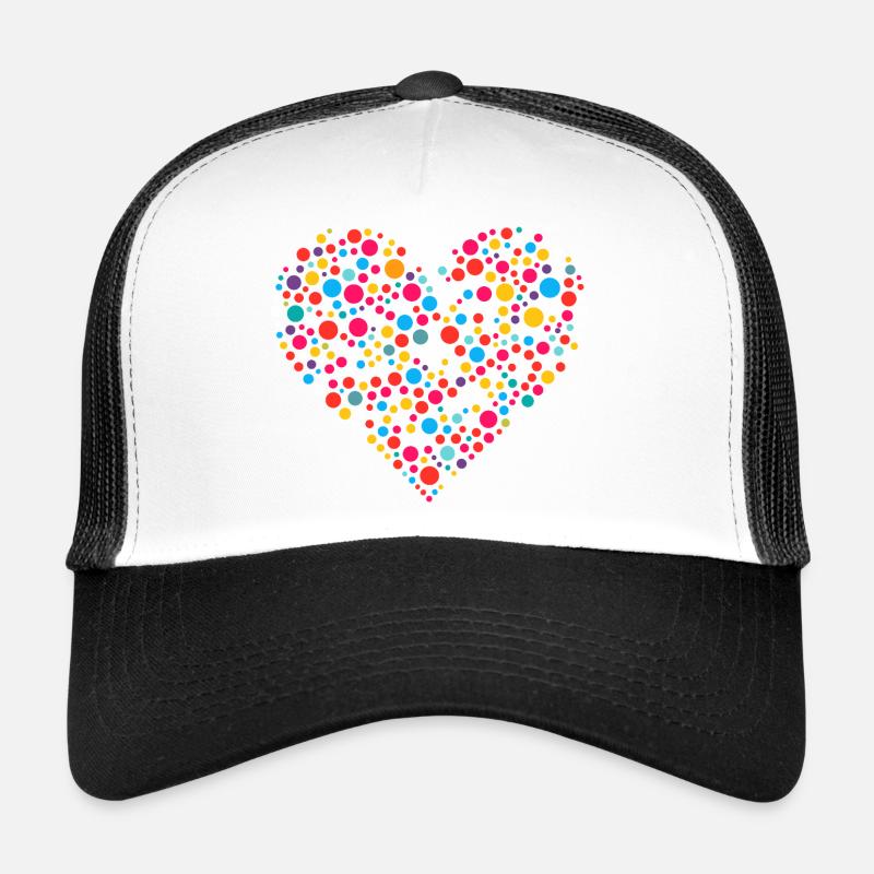 Mosaïque de coeur moucheté à points tachetés Casquette trucker 