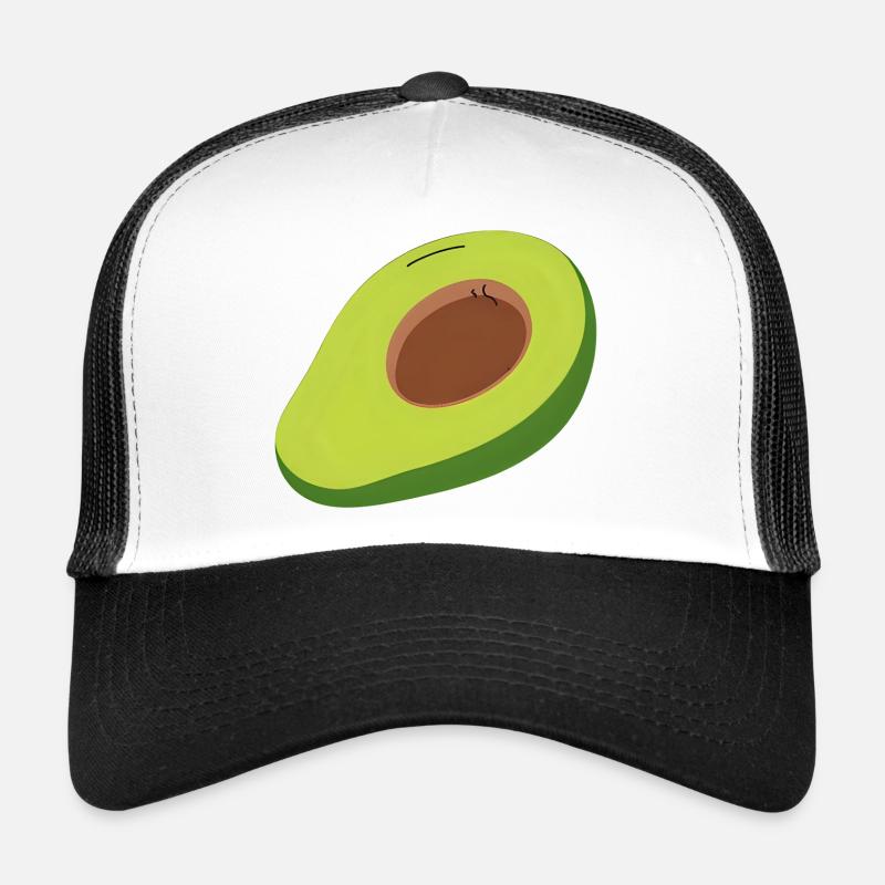 Avocat Halbschnitt Illustration - Casquette trucker - blanc/noir