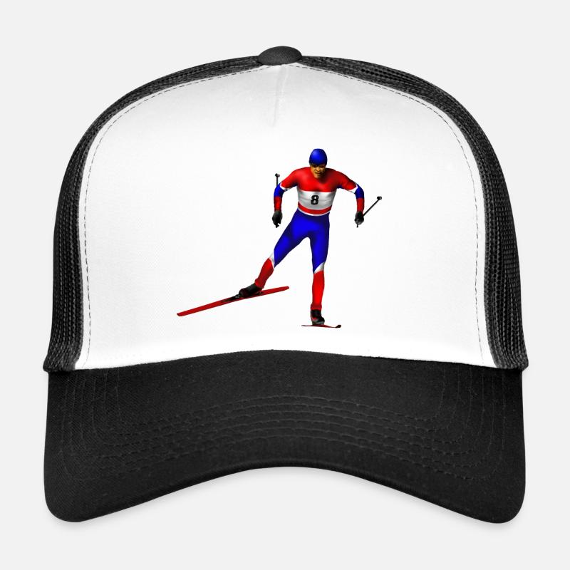 Skifahrer Rot Blau Weiß – Dynamischer Stil Trucker Cap
