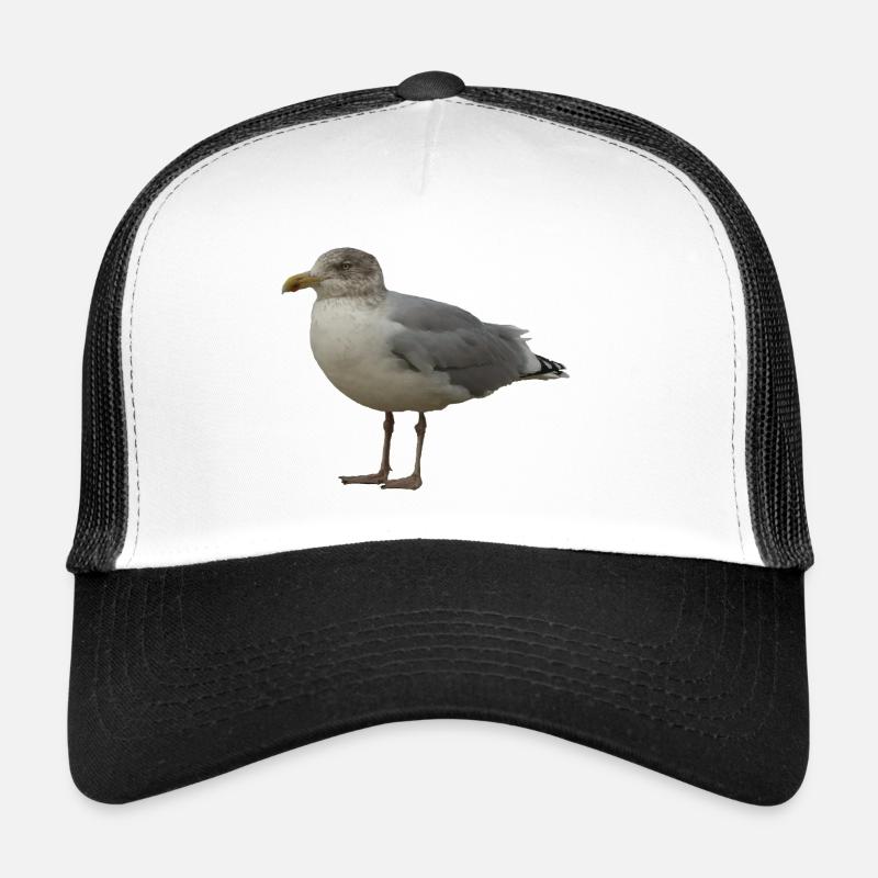 Seemöwe am Strand Illustration - Trucker Cap - Weiß/Schwarz