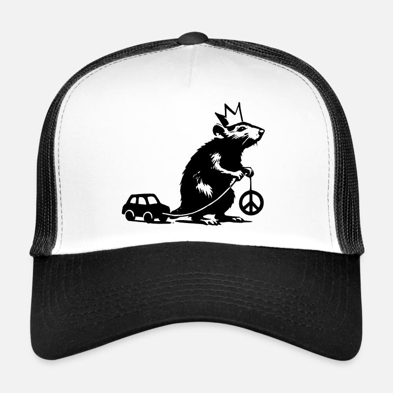 König Ratte mit Spielzeug - Trucker Cap - Weiß/Schwarz