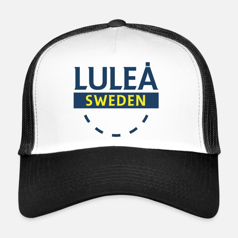 Luleå Schweden Skyline Text in Blågult Trucker Cap