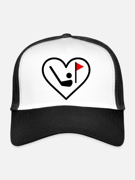 Golf Heart Club Ball Sports Gift - Trucker Cap - white/black - Front