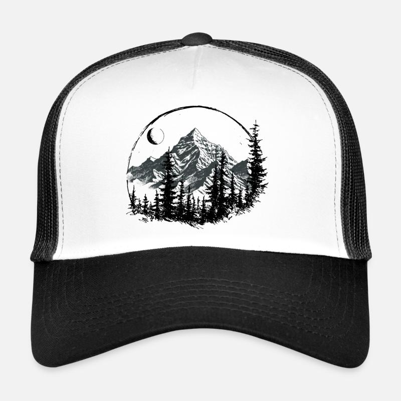Mountain Silhouette with Pines Trucker Cap