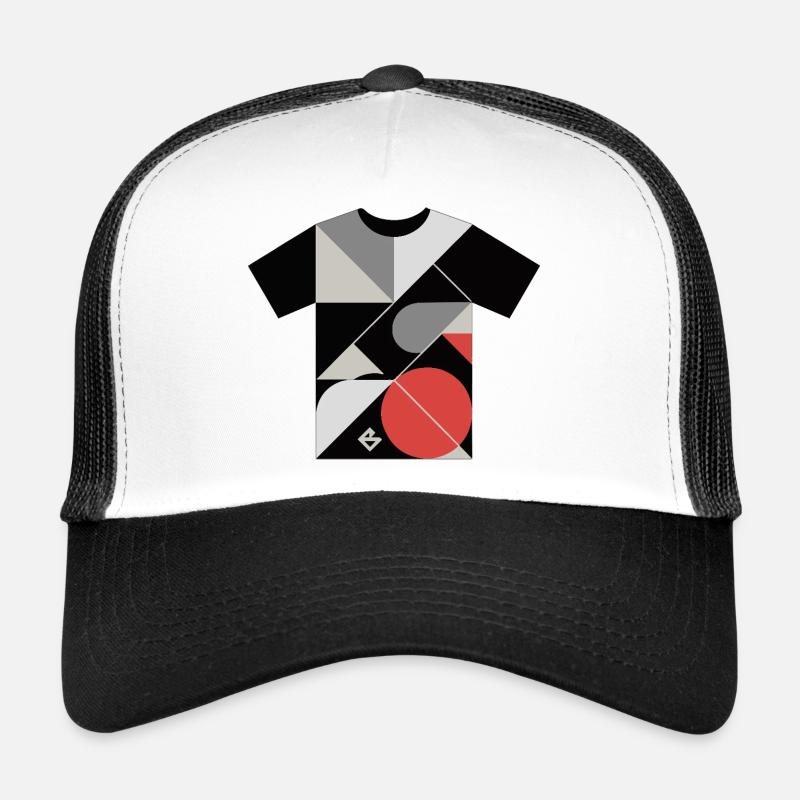 Mosaïque géométrique : blocs cercles rouges Casquette trucker 