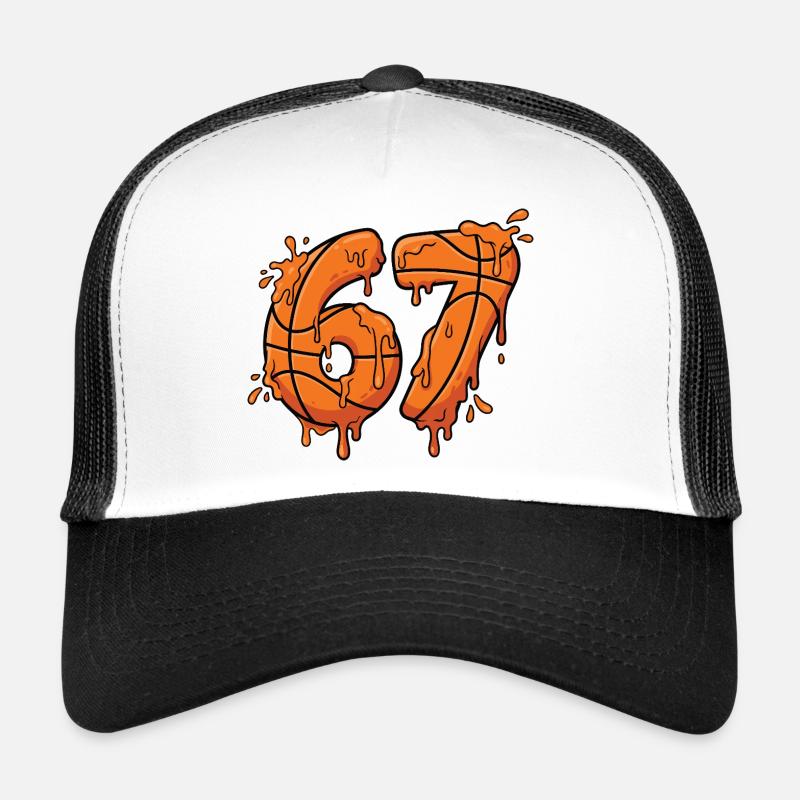 67 Meme Basketball Graffiti - Trucker Cap - white/black