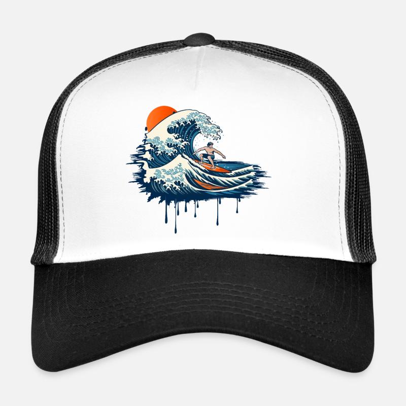 Dynamische Surf Illustration auf kraftvoller Welle Trucker Cap