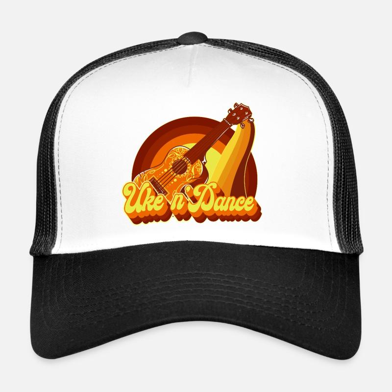 Hawaiian Ukulele Uke Retro 70s Trucker Cap