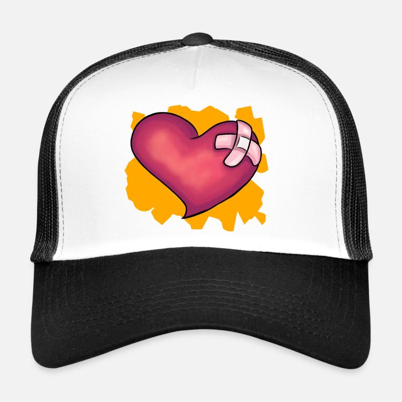Patched Heart - Trucker Cap - Weiß/Schwarz