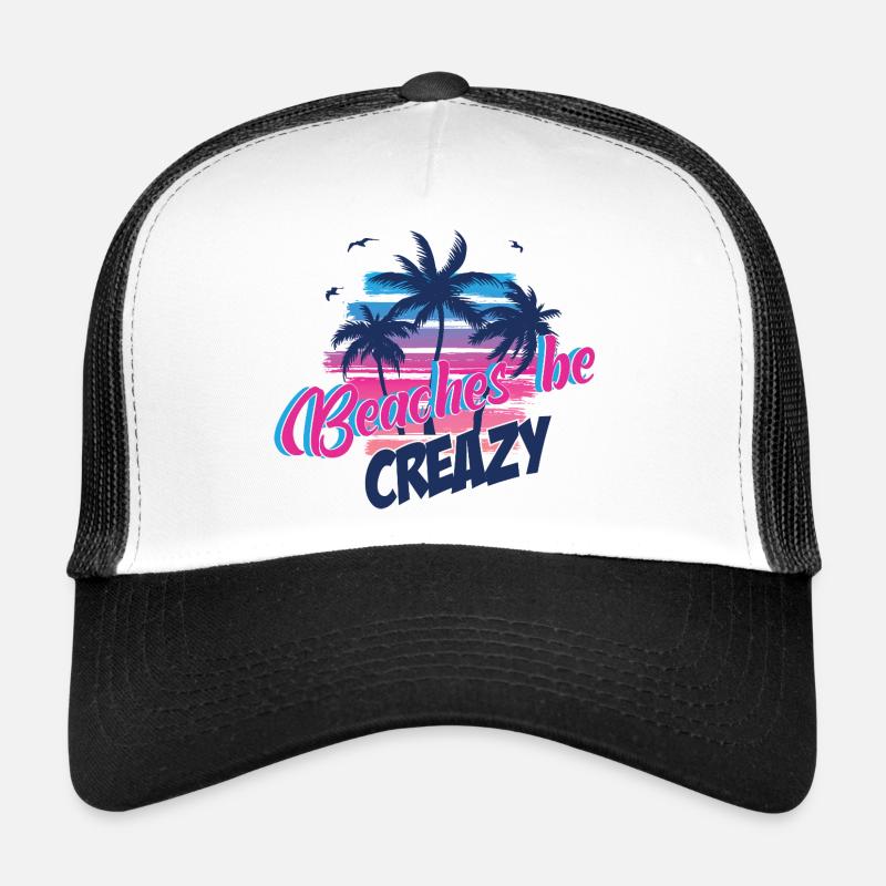 Beaches be Crazy Palm Neon Sunset - Trucker Cap - white/black