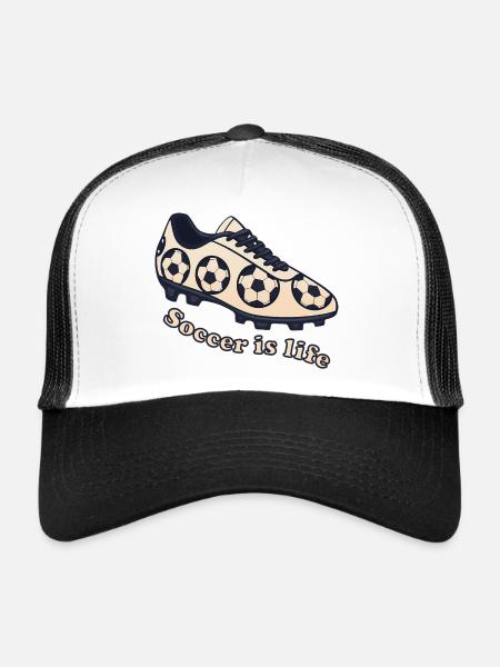 Soccer – Soccer is Life Design - Trucker Cap - white/black - Front