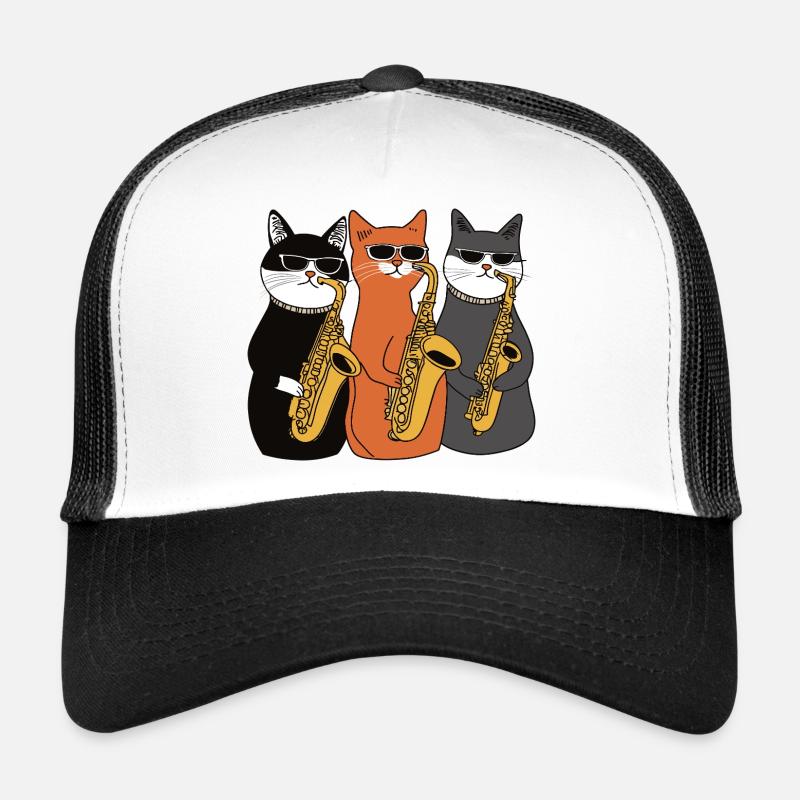 Trio de saxophone chat Casquette trucker 