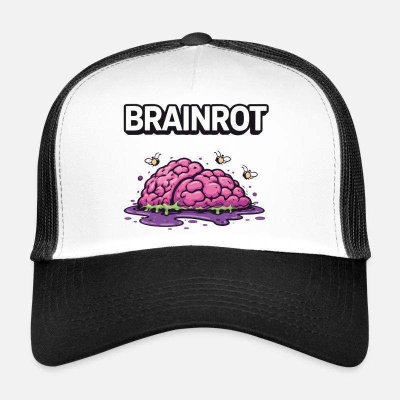 Brainrot Zombie Gehirn - Trucker Cap - Weiß/Schwarz