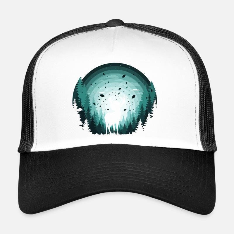 Deer in the Forest Circular Spiral Trucker Cap
