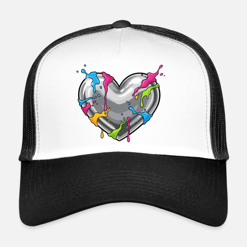 Metallherz mit Farbenschauer Trucker Cap