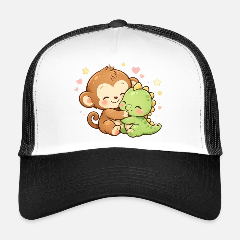 Cute Monkey & Baby Dino Cuddle Trucker Cap