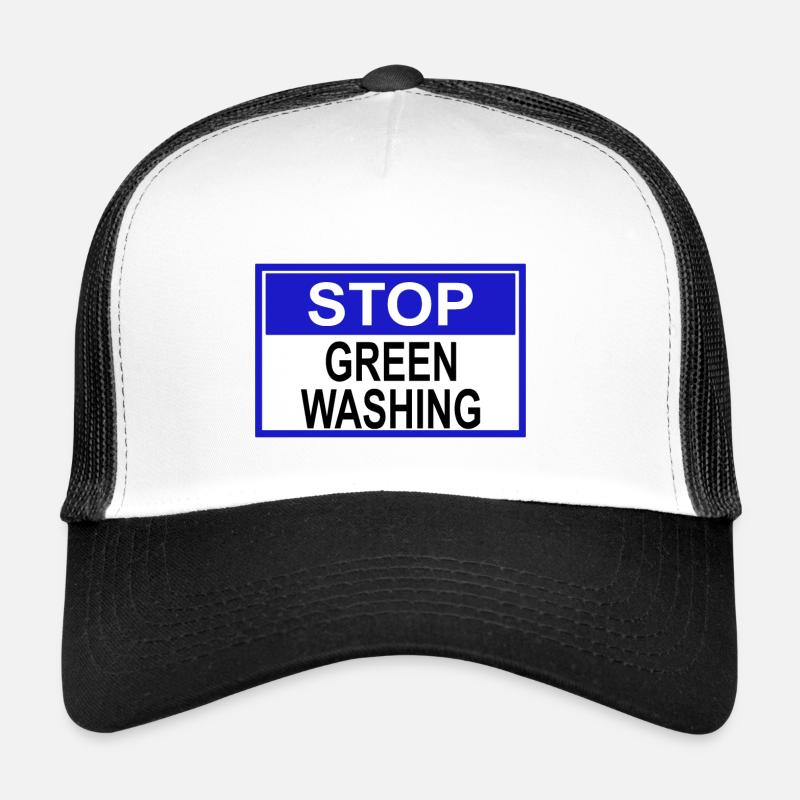 Stopp Greenwashing Schild - Trucker Cap - Weiß/Schwarz