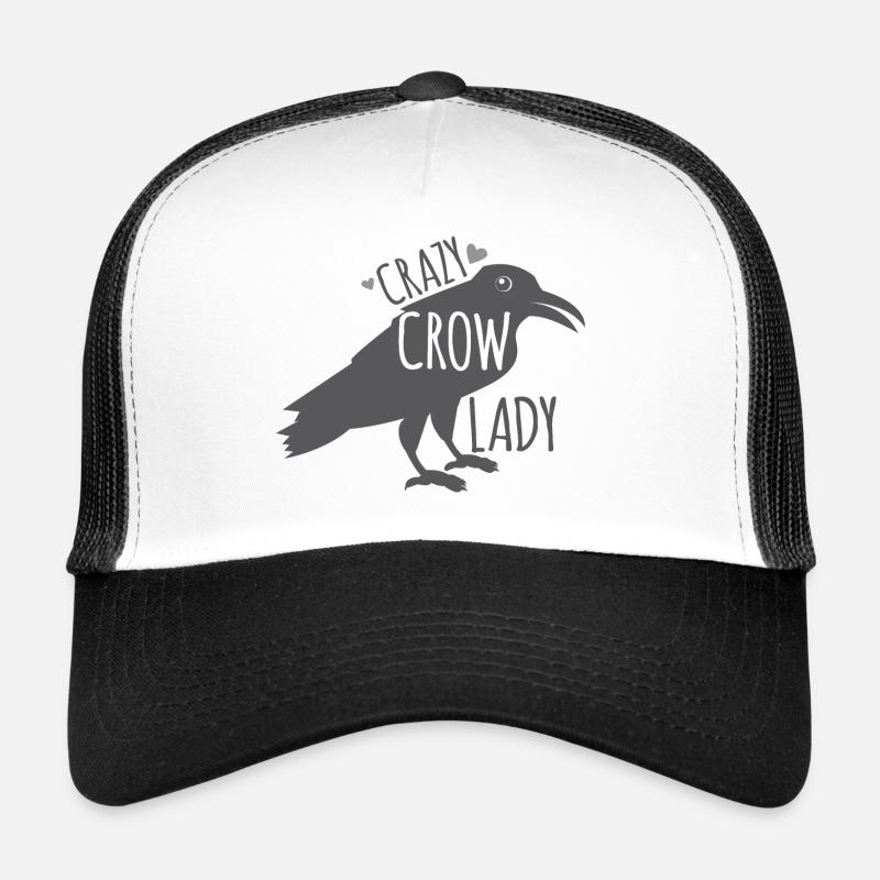 Verrückte Krähenfrau - Trucker Cap - Weiß/Schwarz