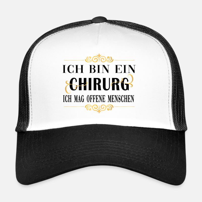 chirurg mag offene menschen schwarz gold pattern - Trucker Cap - Weiß/Schwarz