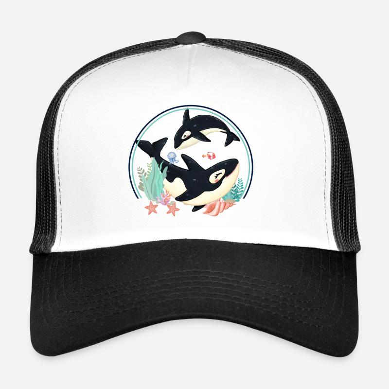 Orque bébé et mère - Casquette trucker  - blanc/noir