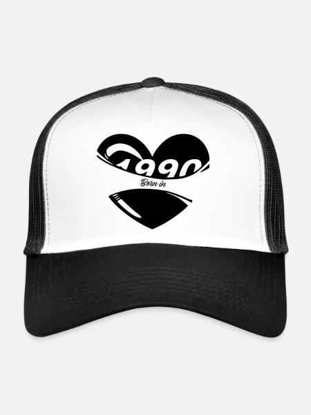 32 ans / anniversaire 32 ans / femme 32 ans - Casquette trucker  - blanc/noir - Devant