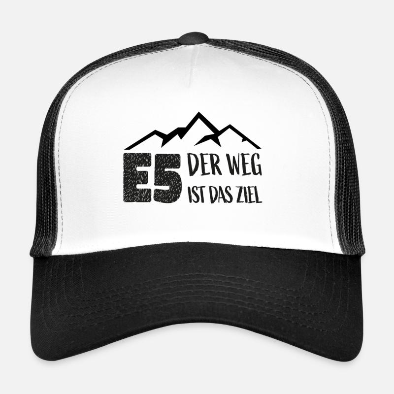 Alpenüberquerung E5 Der Weg ist das Ziel - Trucker Cap - Weiß/Schwarz