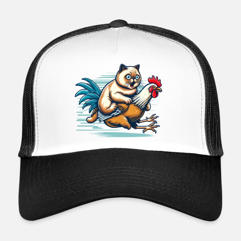 Chat Racer Sur Un Poulet Drôles D’animaux Casquette trucker 