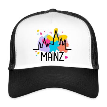 Mainz Mainzer Dom Echt Meenzer Mädche - Trucker Cap - Weiß/Schwarz - Vorne