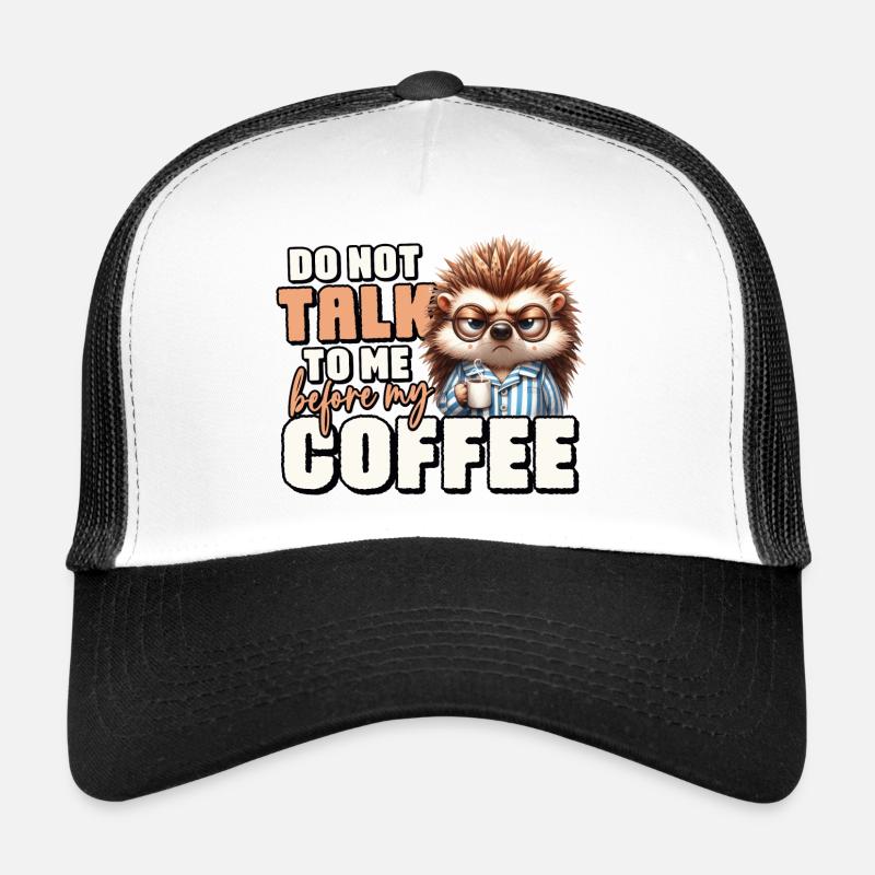 Grumpy hedgehog with coffee Trucker Cap