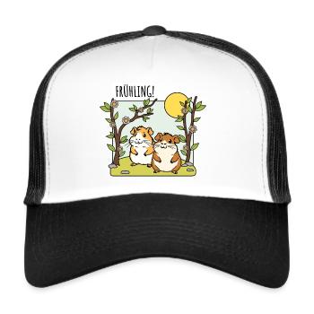 Der Frühling ist da! Und die Hamster freuen sich! - Trucker Cap - Weiß/Schwarz - Vorne
