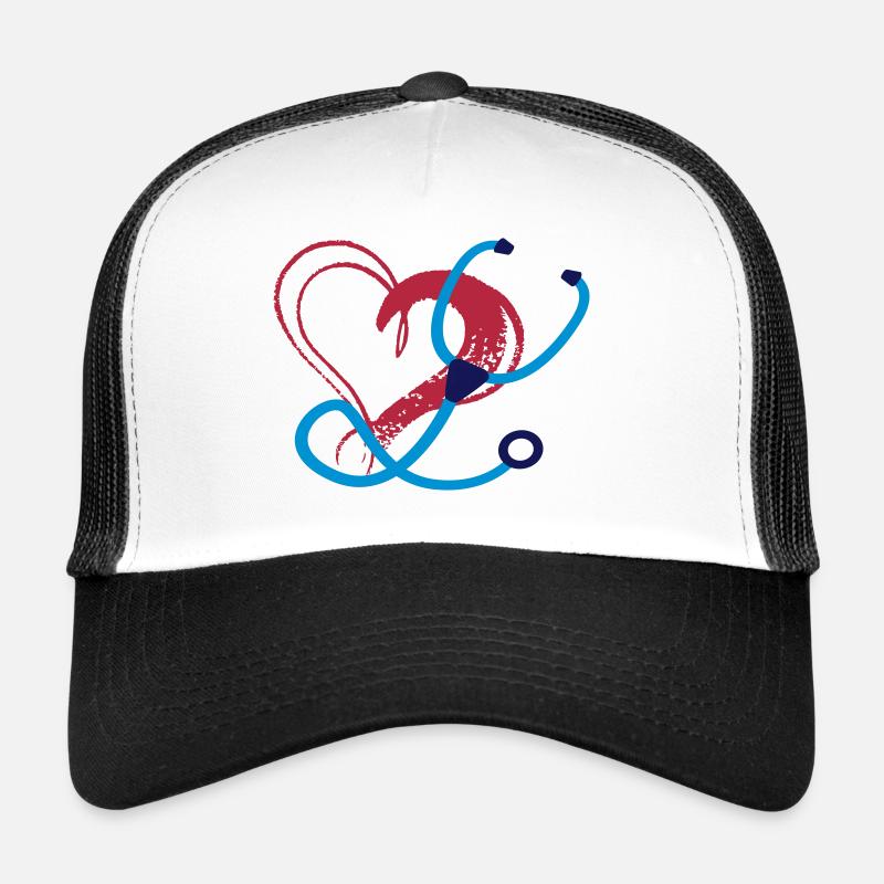 Stethoskop & Herz - Krankenschwester/Arzt - Trucker Cap - Weiß/Schwarz