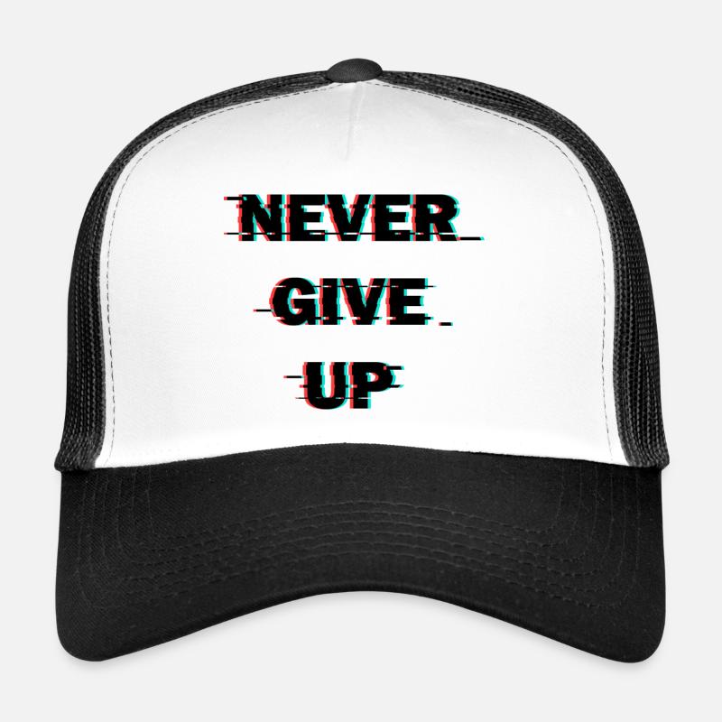 never give up krissel - Trucker Cap - Weiß/Schwarz