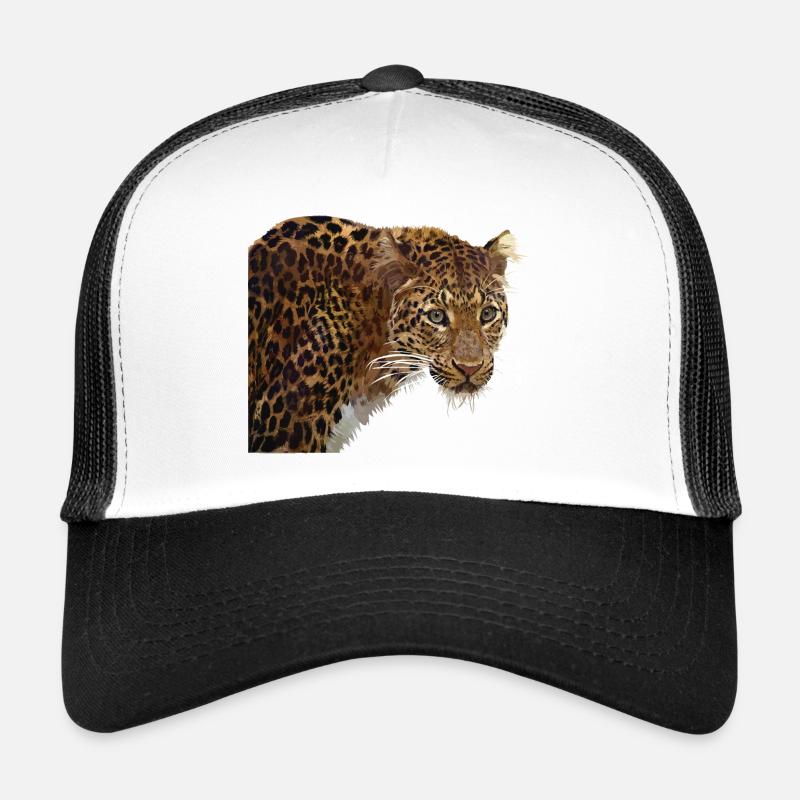 Leopard - Trucker Cap - Weiß/Schwarz