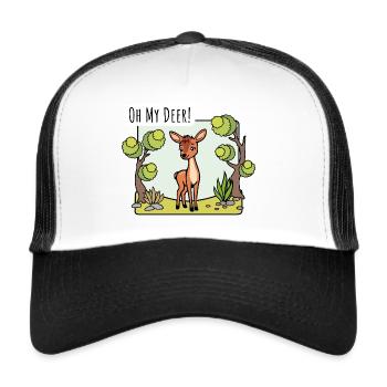 Oh mon cerf ! Un petit cerf si mignon ! - Casquette trucker  - blanc/noir - Devant