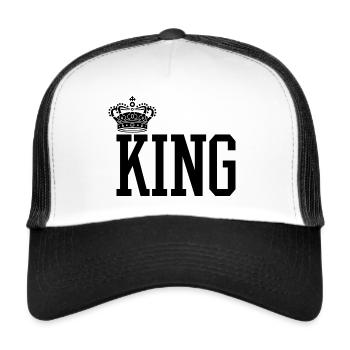 King - Idée de cadeau queen - Casquette trucker  - blanc/noir - Devant